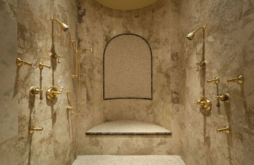 luxury travertine shower